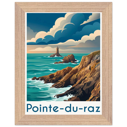 Affiche Pointe du Raz - Encadrée, cadre bois 15x20 cm
