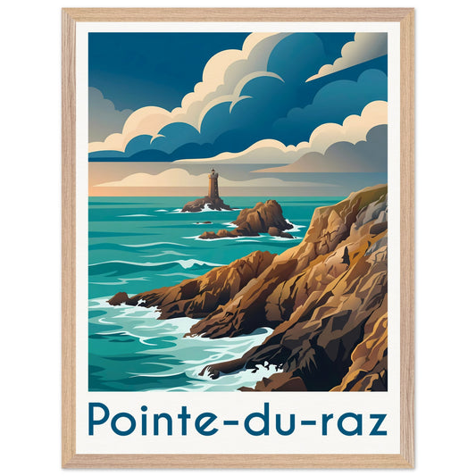 Affiche Pointe du Raz - Encadrée, cadre bois 45x60 cm
