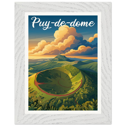 Affiche Puy-de-Dôme - Encadrée, cadre blanc 15x20 cm
