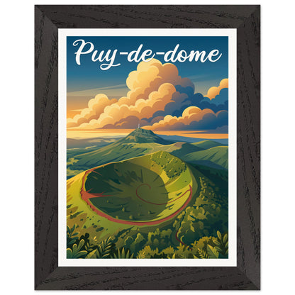 Affiche Puy-de-Dôme - Encadrée, cadre noir 15x20 cm