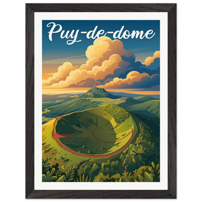 Affiche Puy-de-Dôme - Encadrée, cadre noir 30x40 cm