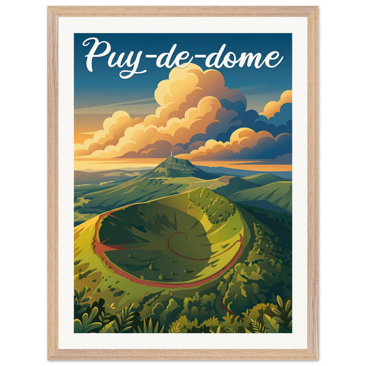 Affiche Puy-de-Dôme - Encadrée, cadre bois 45x60 cm