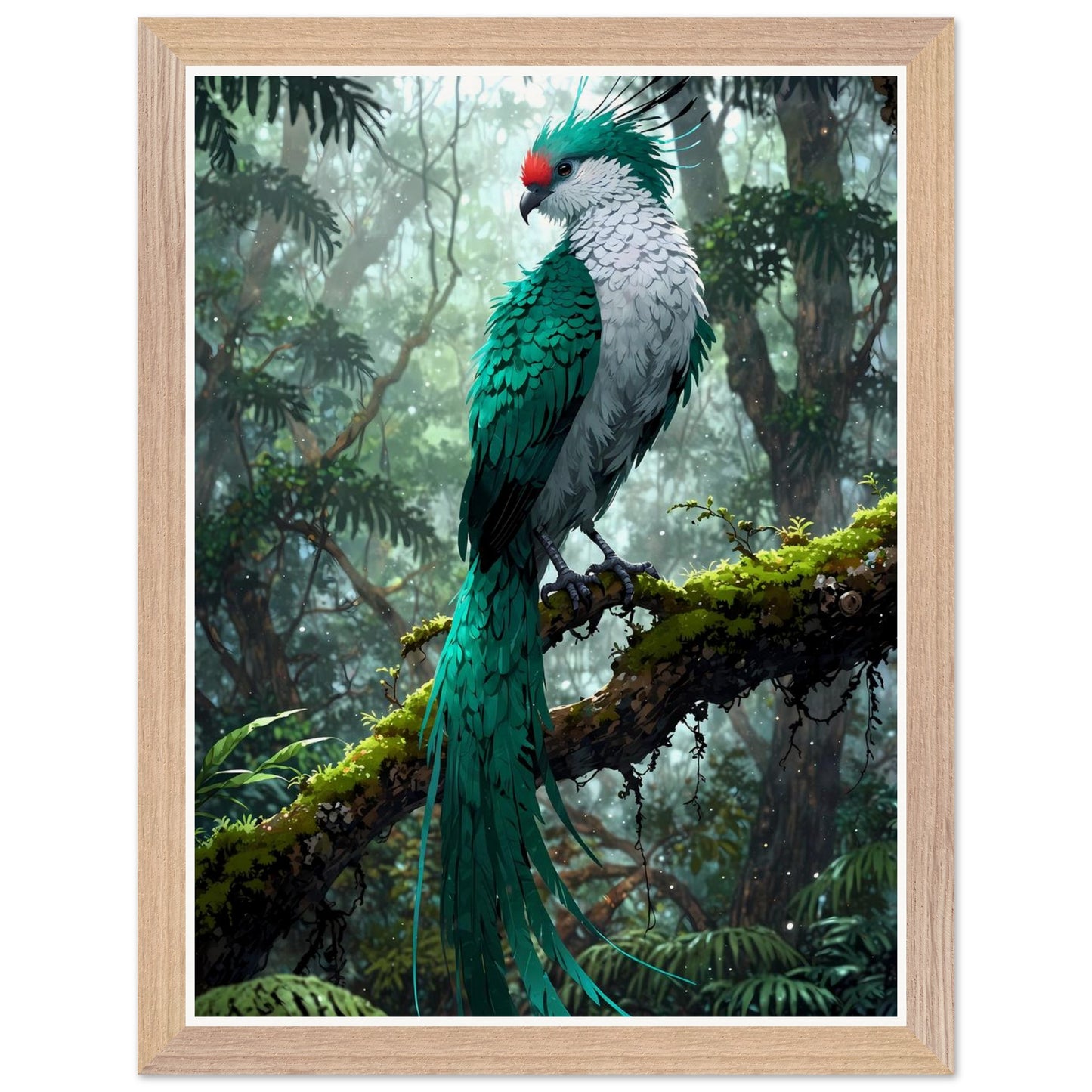 Affiche Quetzal Resplendissant Encadrée, cadre bois 30x40 cm