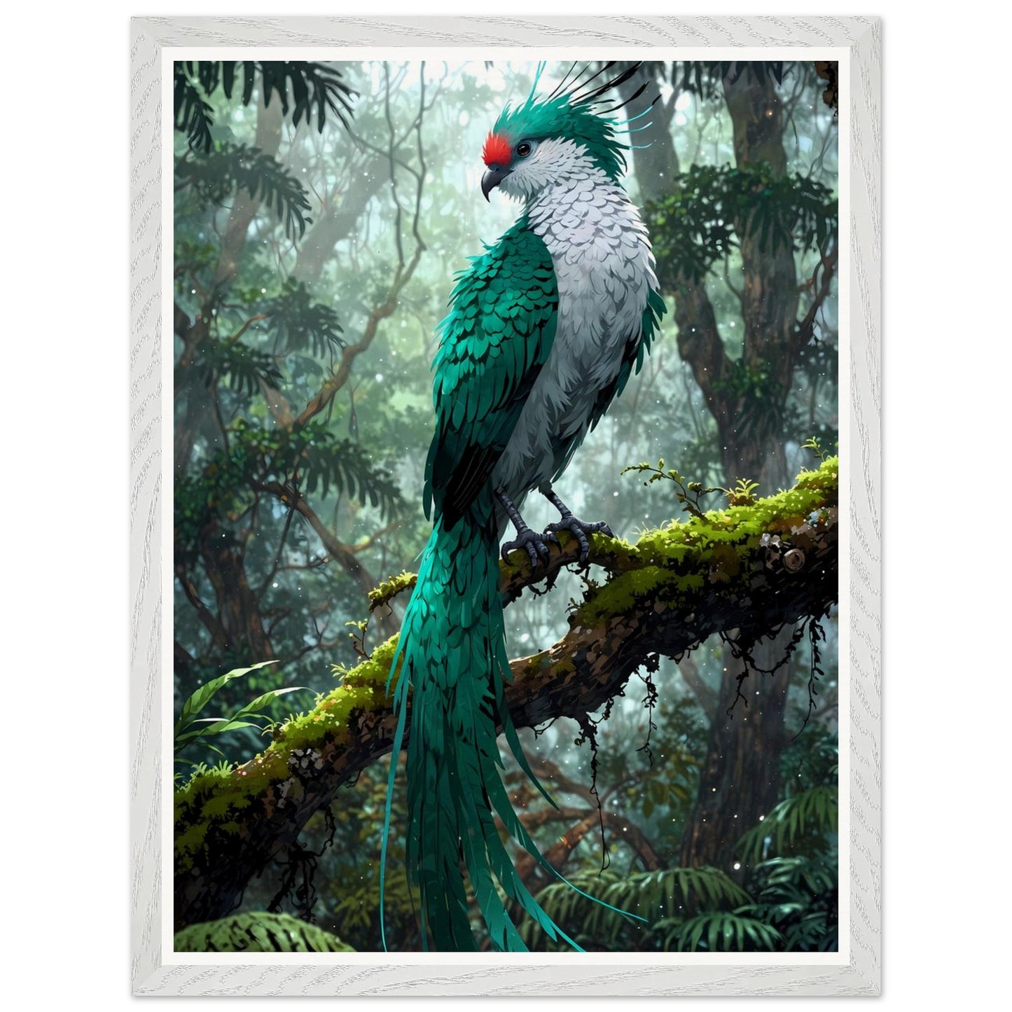 Affiche Quetzal Resplendissant Encadrée, cadre blanc 45x60 cm