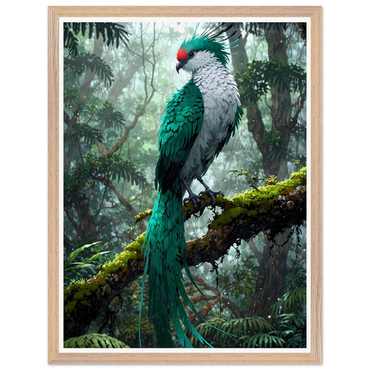 Affiche Quetzal Resplendissant Encadrée, cadre bois 45x60 cm