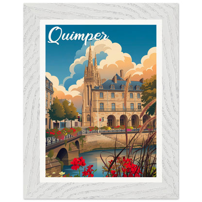 Affiche Quimper - Encadrée, cadre blanc 15x20 cm