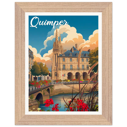 Affiche Quimper - Encadrée, cadre bois 15x20 cm