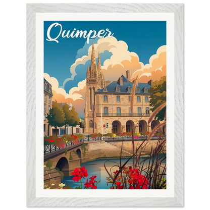 Affiche Quimper - Encadrée, cadre blanc 30x40 cm