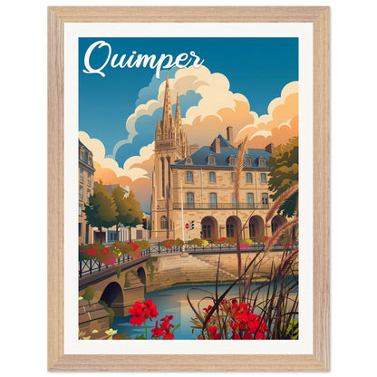Affiche Quimper - Encadrée, cadre bois 30x40 cm