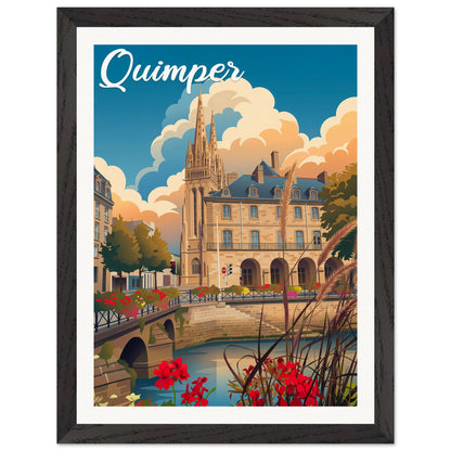 Affiche Quimper - Encadrée, cadre noir 30x40 cm