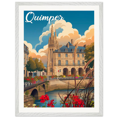 Affiche Quimper - Encadrée, cadre blanc 45x60 cm