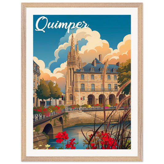 Affiche Quimper - Encadrée, cadre bois 45x60 cm