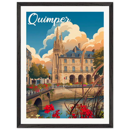 Affiche Quimper - Encadrée, cadre noir 45x60 cm