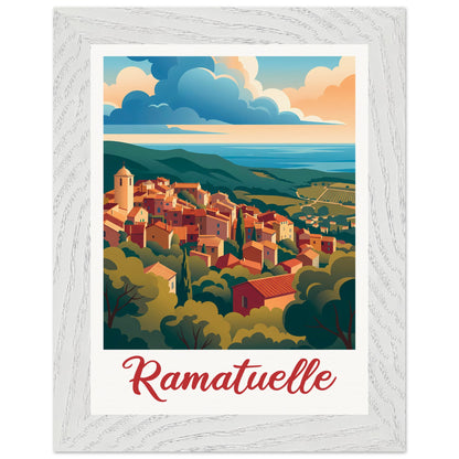 Affiche Ramatuelle - Encadrée, cadre blanc 15x20 cm