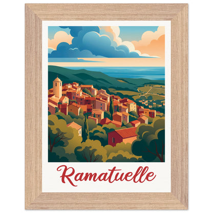 Affiche Ramatuelle - Encadrée, cadre bois 15x20 cm