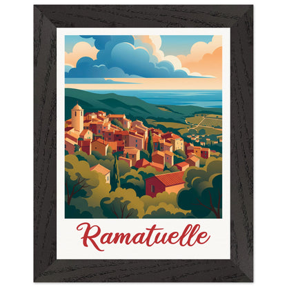 Affiche Ramatuelle - Encadrée, cadre noir 15x20 cm