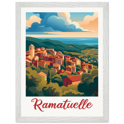Affiche Ramatuelle - Encadrée, cadre blanc 30x40 cm