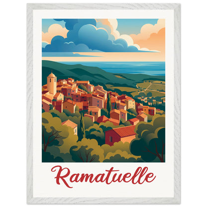 Affiche Ramatuelle - Encadrée, cadre blanc 45x60 cm