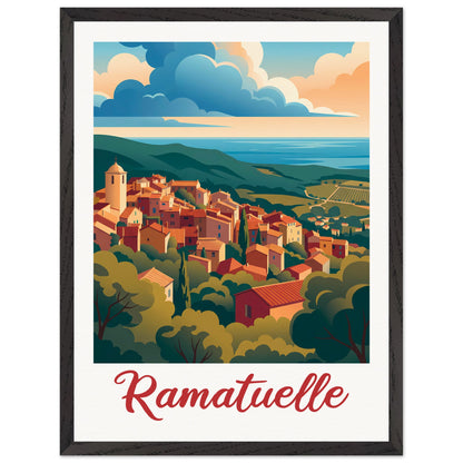 Affiche Ramatuelle - Encadrée, cadre noir 45x60 cm