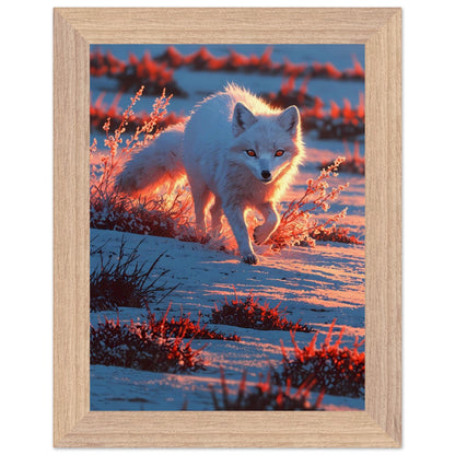Affiche Renard arctique Encadrée, cadre bois 15x20 cm