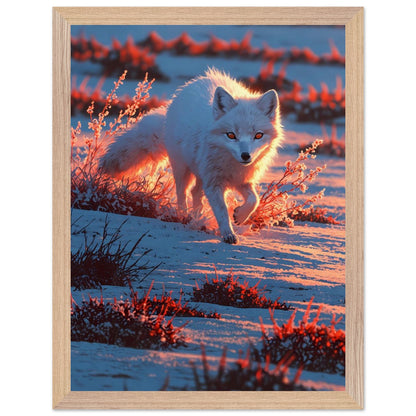 Affiche Renard arctique Encadrée, cadre bois 30x40 cm