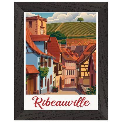 Affiche Ribeauvillé - Encadrée, cadre noir 15x20 cm