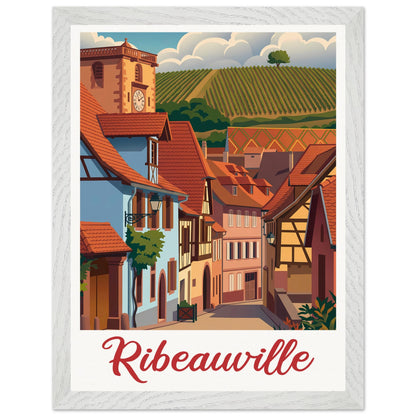 Affiche Ribeauvillé - Encadrée, cadre blanc 30x40 cm