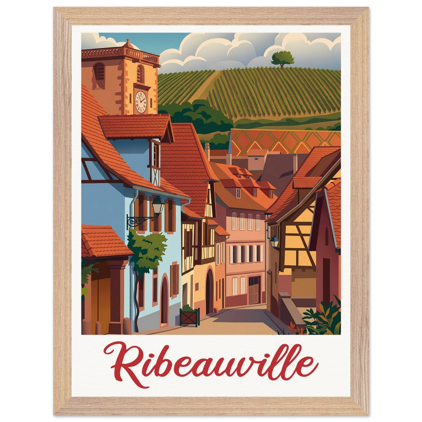 Affiche Ribeauvillé - Encadrée, cadre bois 30x40 cm