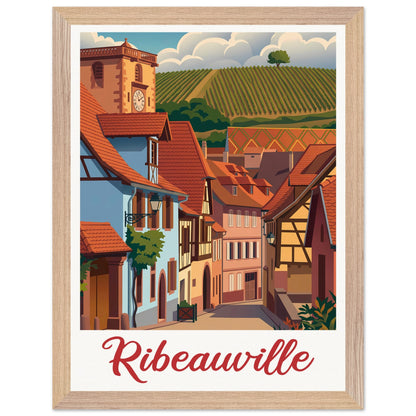 Affiche Ribeauvillé - Encadrée, cadre bois 30x40 cm