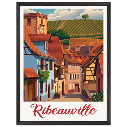 Affiche Ribeauvillé - Encadrée, cadre noir 45x60 cm