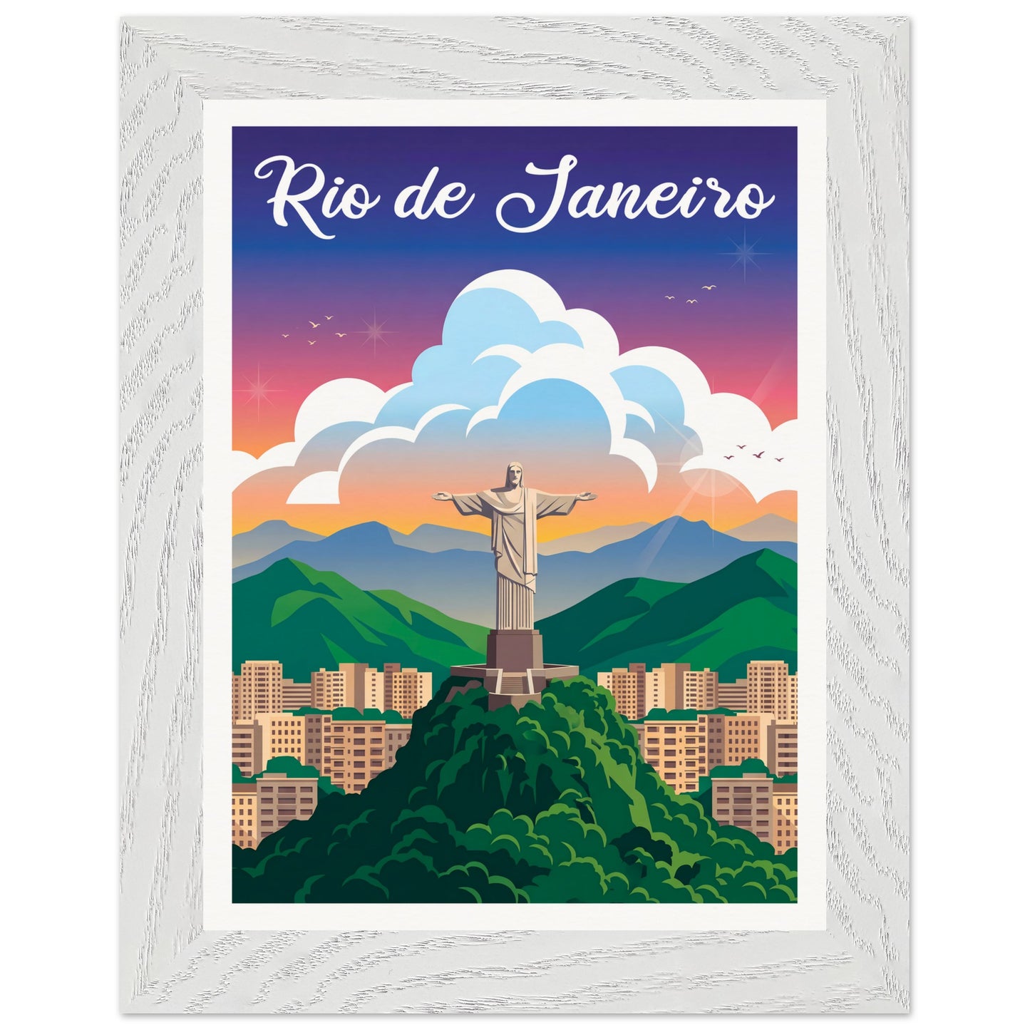 Affiche Rio de Janeiro - Encadrée, cadre blanc 15x20 cm