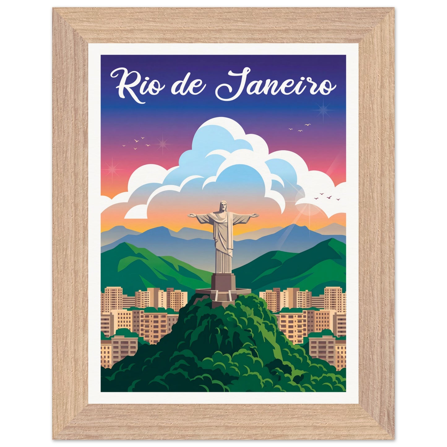 Affiche Rio de Janeiro - Encadrée, cadre bois 15x20 cm