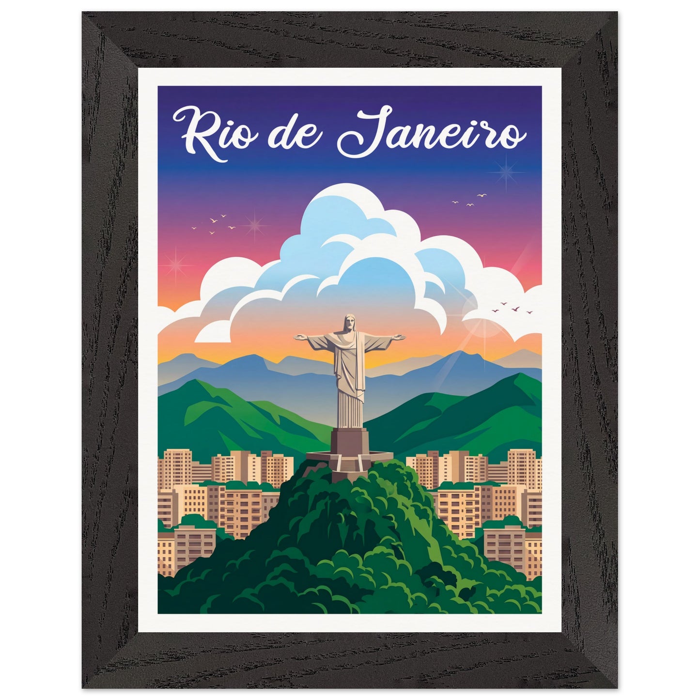 Affiche Rio de Janeiro - Encadrée, cadre noir 15x20 cm
