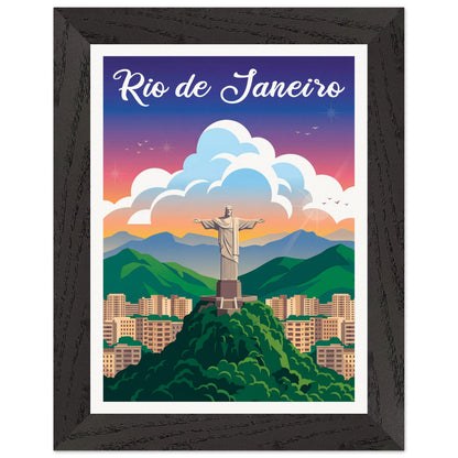 Affiche Rio de Janeiro - Encadrée, cadre noir 15x20 cm
