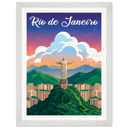 Affiche Rio de Janeiro - Encadrée, cadre blanc 30x40 cm