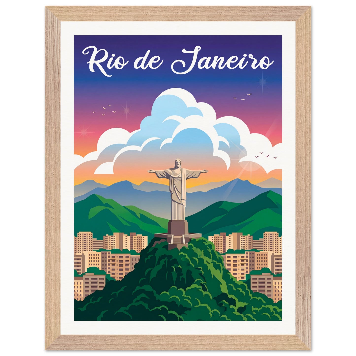 Affiche Rio de Janeiro - Encadrée, cadre bois 30x40 cm