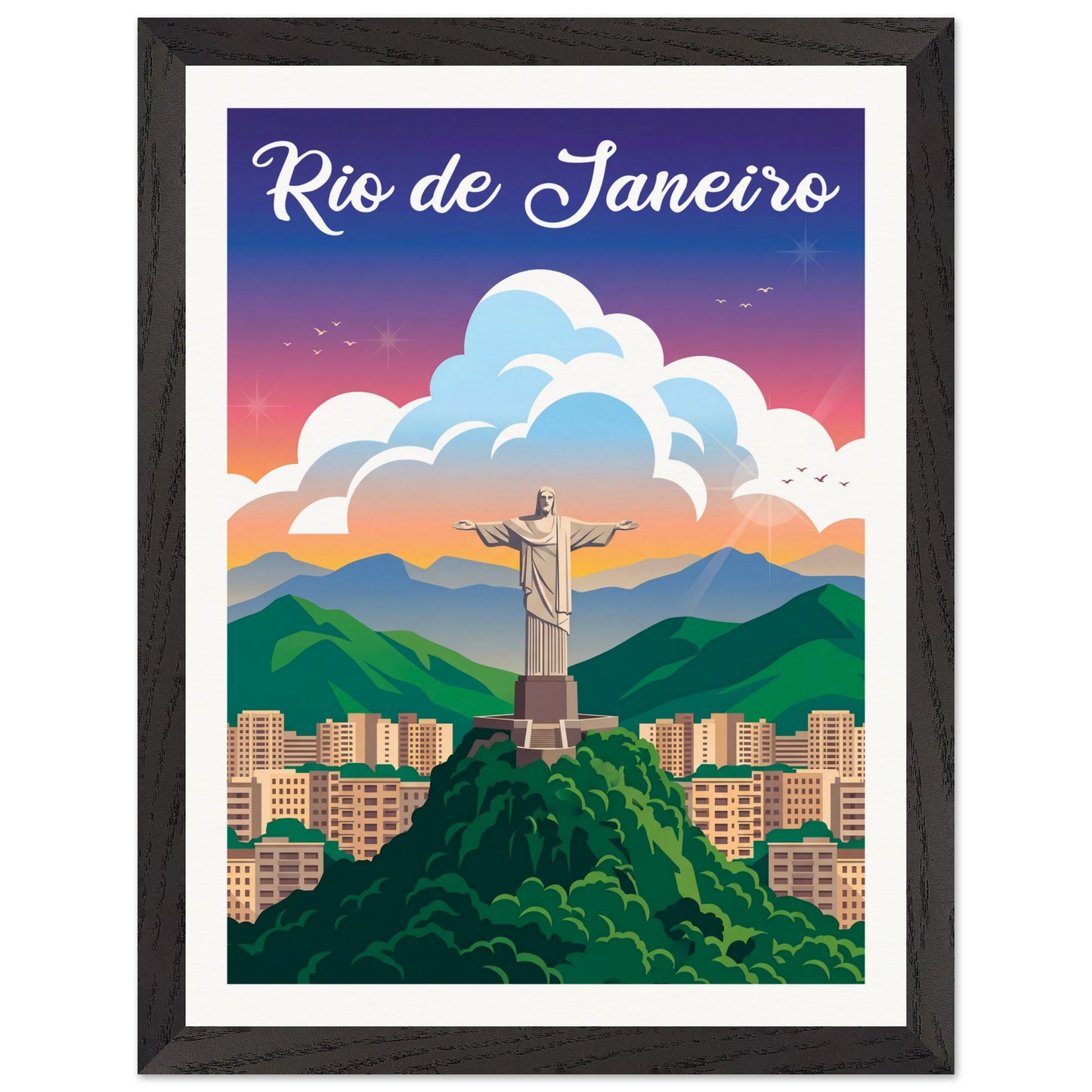 Affiche Rio de Janeiro - Encadrée, cadre noir 30x40 cm