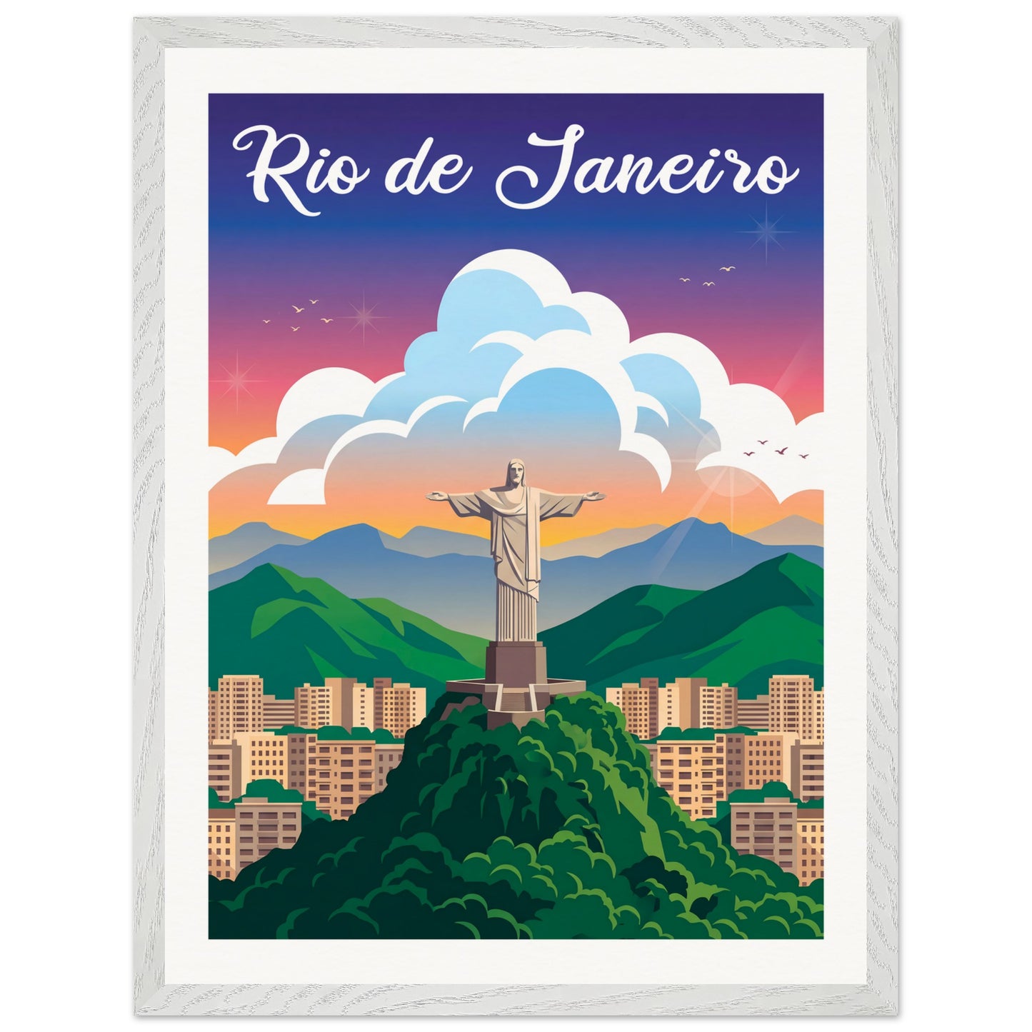 Affiche Rio de Janeiro - Encadrée, cadre blanc 45x60 cm