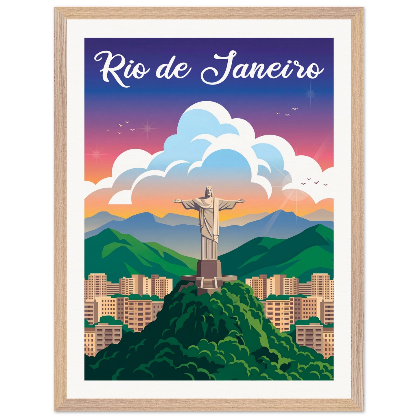 Affiche Rio de Janeiro - Encadrée, cadre bois 45x60 cm
