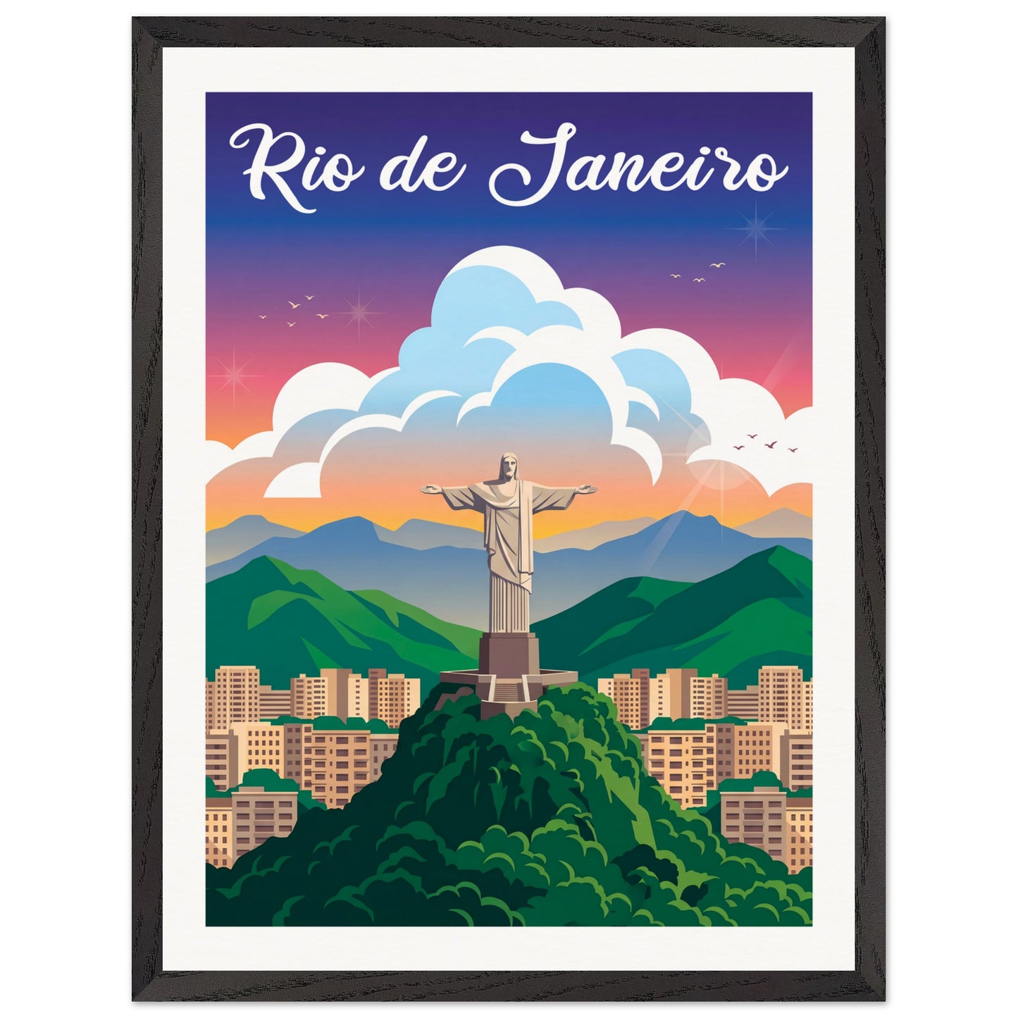 Affiche Rio de Janeiro - Encadrée, cadre noir 45x60 cm