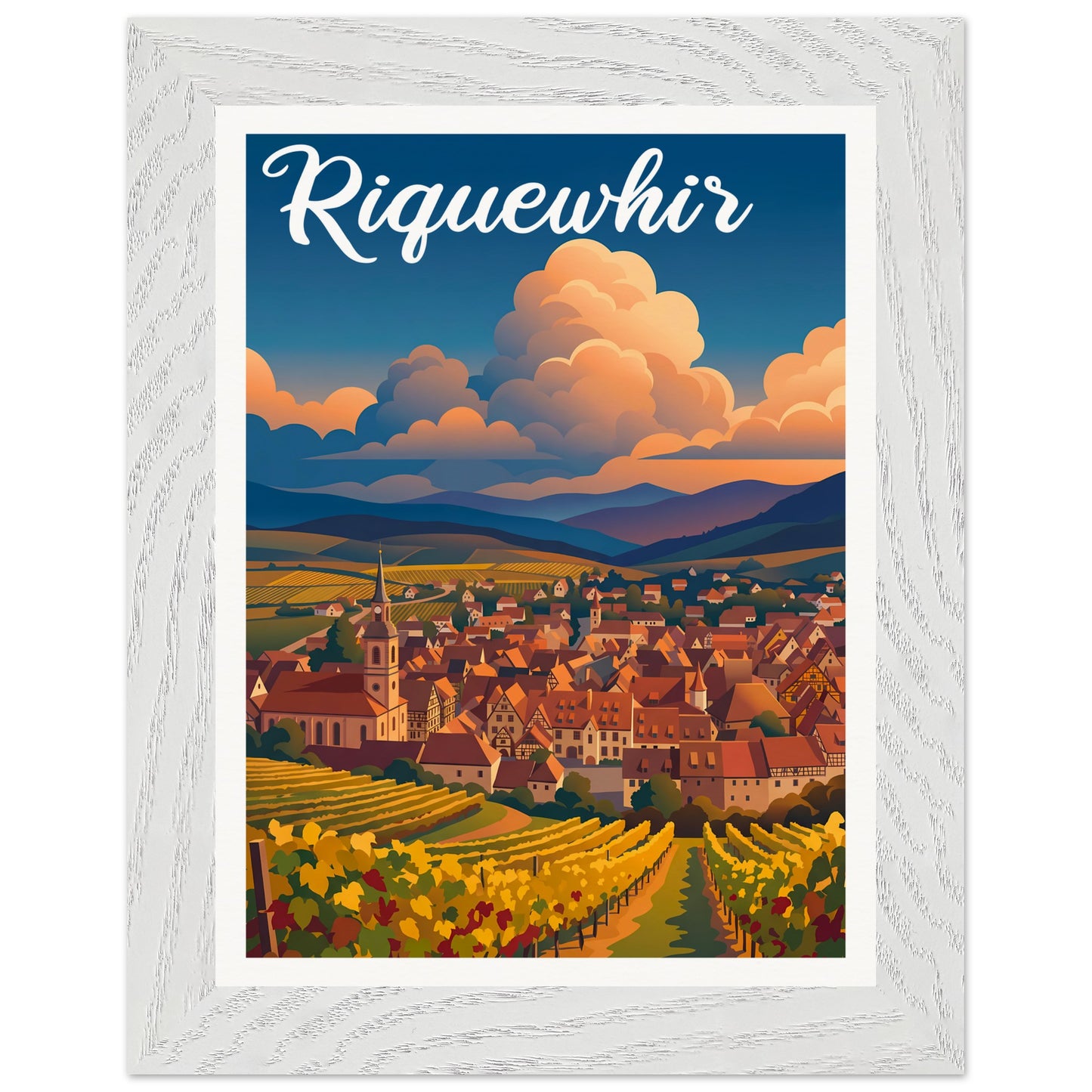 Affiche Riquewihr - Encadrée, cadre blanc 15x20 cm