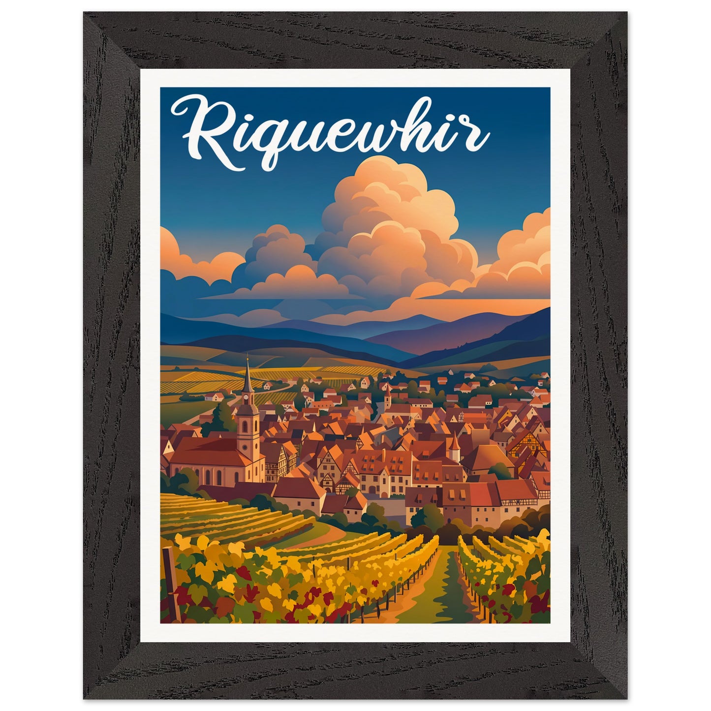 Affiche Riquewihr - Encadrée, cadre noir 15x20 cm