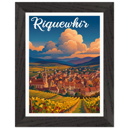 Affiche Riquewihr - Encadrée, cadre noir 15x20 cm
