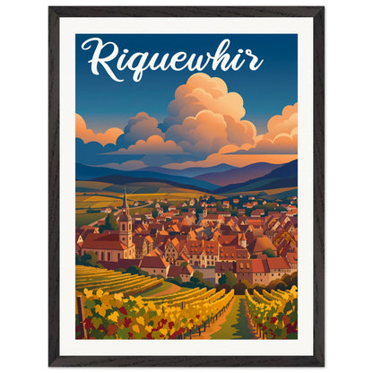 Affiche Riquewihr - Encadrée, cadre noir 45x60 cm