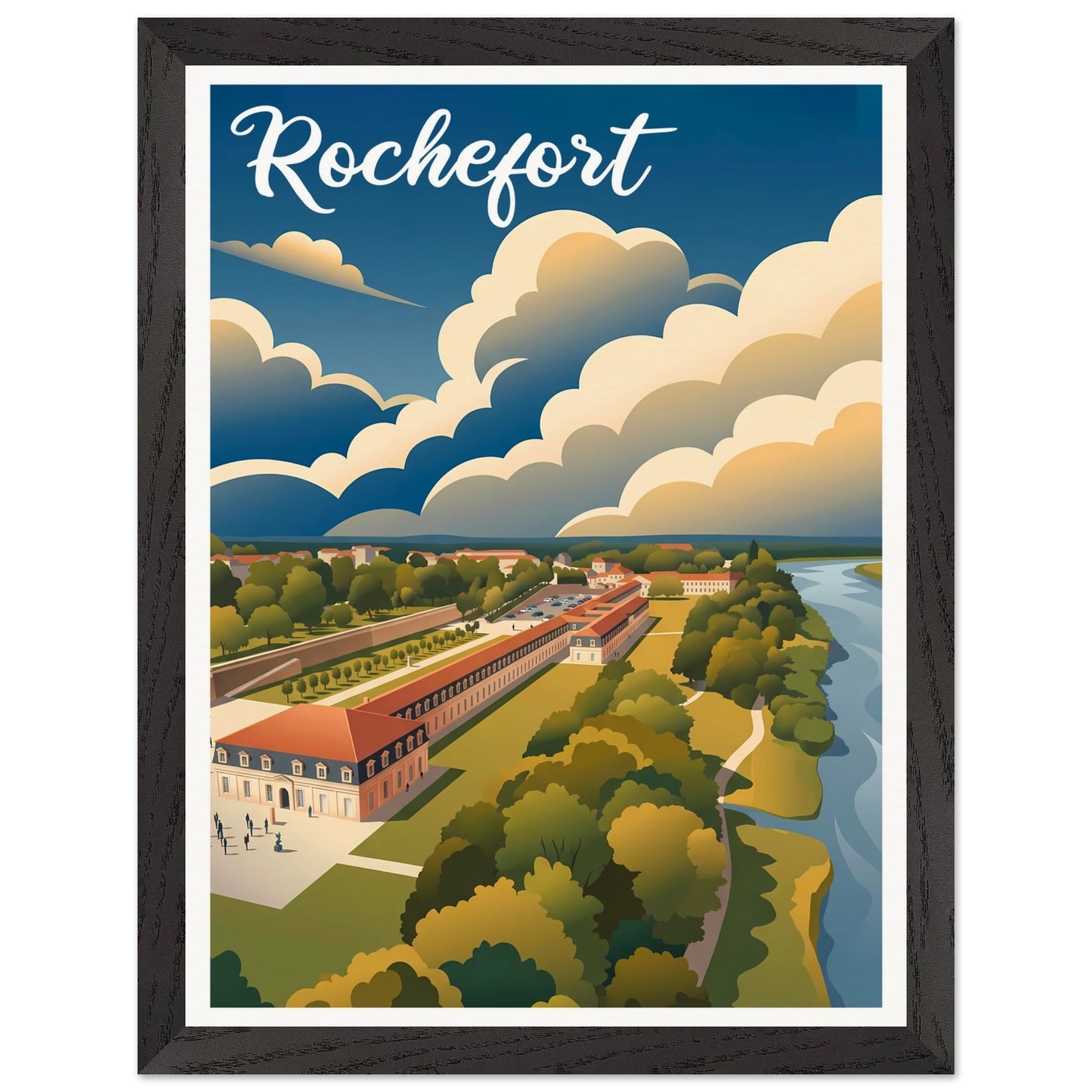 Affiche Rochefort - Encadrée, cadre noir 30x40 cm
