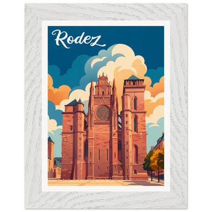 Affiche Rodez - Encadrée, cadre blanc 15x20 cm
