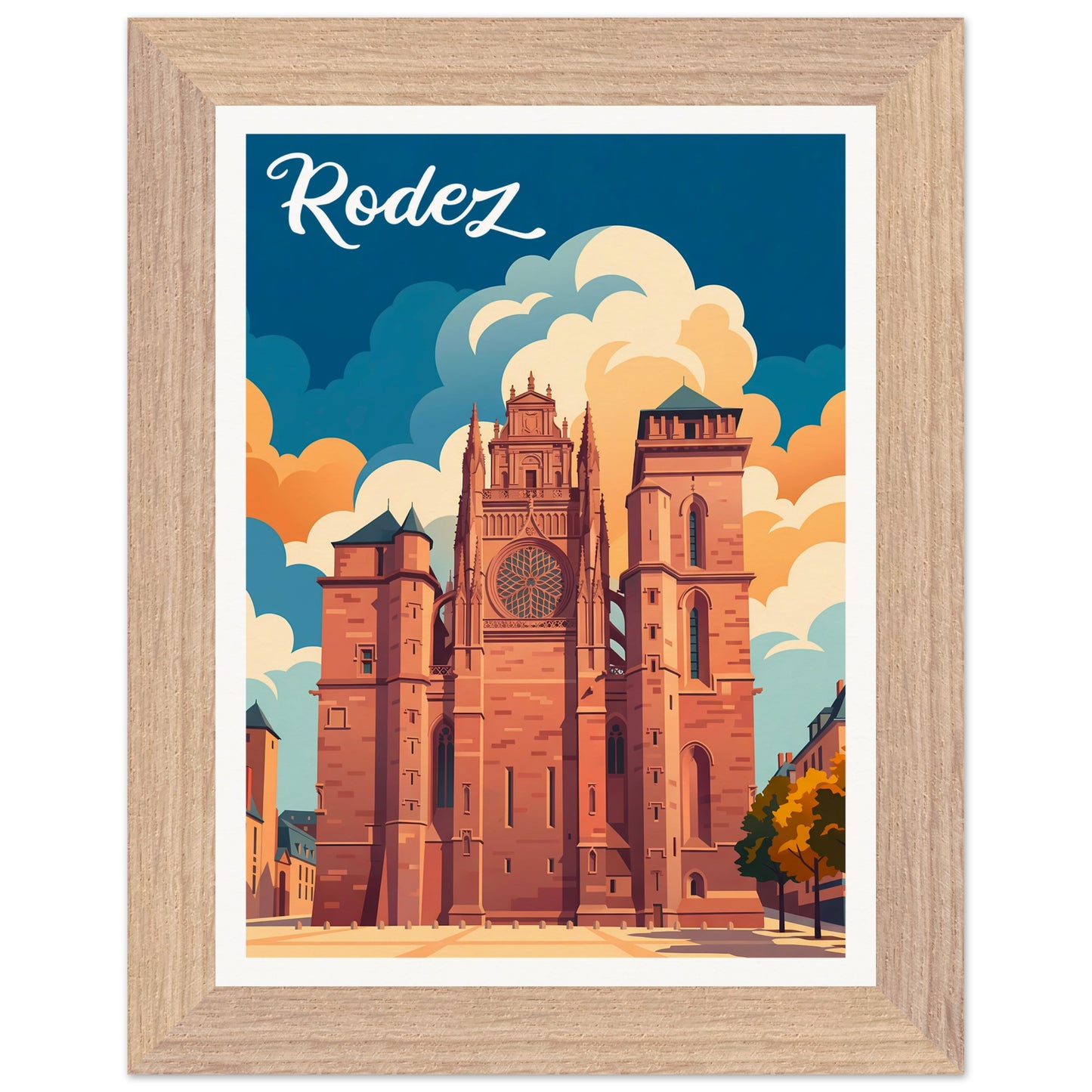 Affiche Rodez - Encadrée, cadre bois 15x20 cm