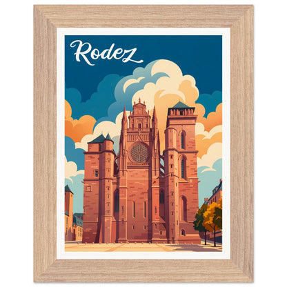 Affiche Rodez - Encadrée, cadre bois 15x20 cm