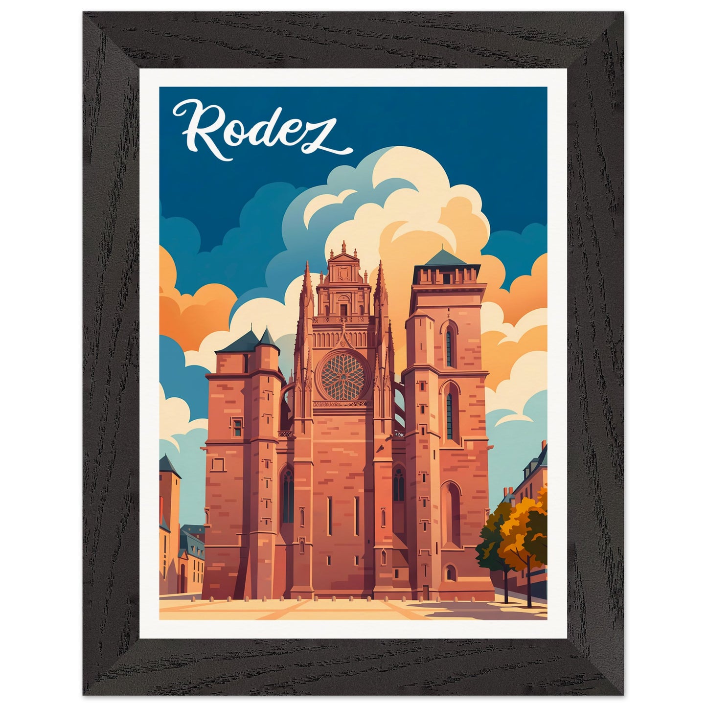 Affiche Rodez - Encadrée, cadre noir 15x20 cm
