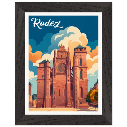 Affiche Rodez - Encadrée, cadre noir 15x20 cm